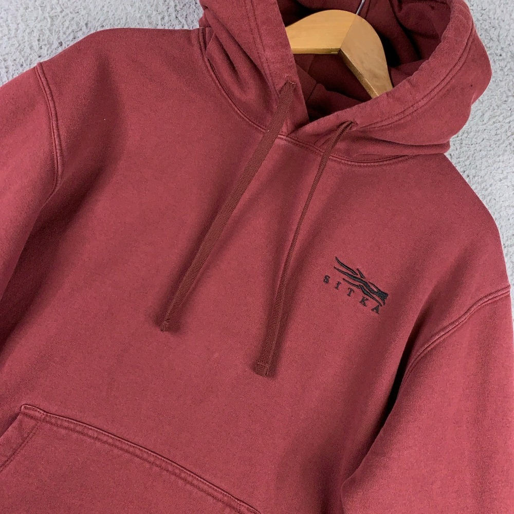 Sitka Icon Classic Hoodie Men's Medium M Dark Red Pullover Fleece Logo Comfy